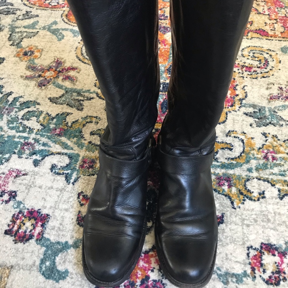 Frye black leather boots - extended calf